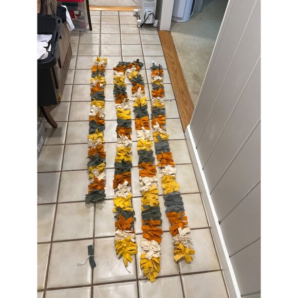 3 Sets of Fall / Autumn Garland Wool Blend Green Orange Yellow Ivory - Picture 4 of 6